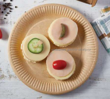 Eko talíř papírový kulatý mělký hnědý-kraft  18cm (1000ks)