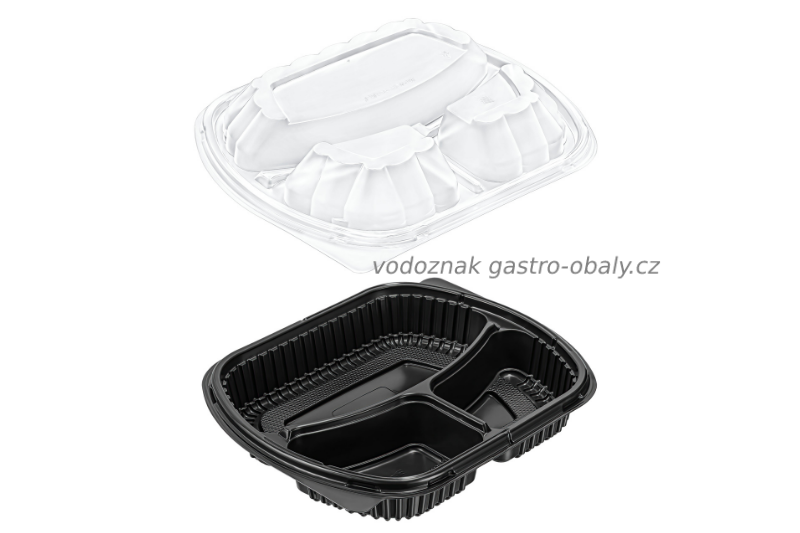 Recyklovatelný menubox černý 3-dílný vč. víka 1l (200+200ks)