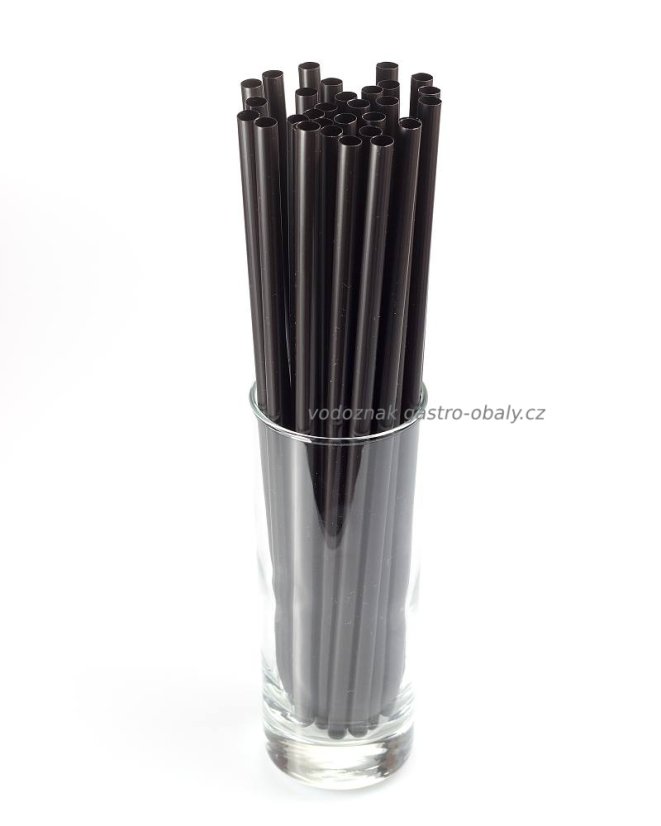 Znovupoužitelné plastové brčko JUMBO černé 25cm 8mm (6000ks)