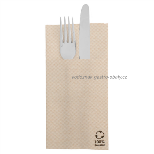 BIO ubrousek hnědý DOUBLE POINT složený do kapsy na příbory 40x40cm (1400ks)