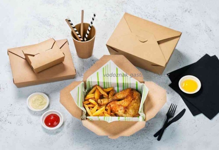 BIO papírová krabička na jídlo/papírový menubox 160x135x65mm (200ks)