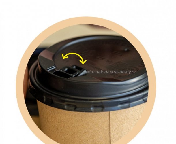 Uzavíratelné PS víčko černé ke kelímku na kávu 8oz (2000ks)