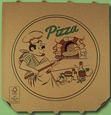 Hnědá papírová krabice na pizzu 33x33x3cm s potiskem (150ks)