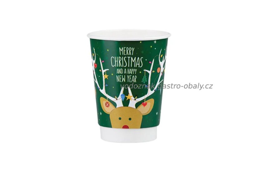 EKO papírový vánoční kelímek dvouvrstvý 300ml 12oz (500ks)