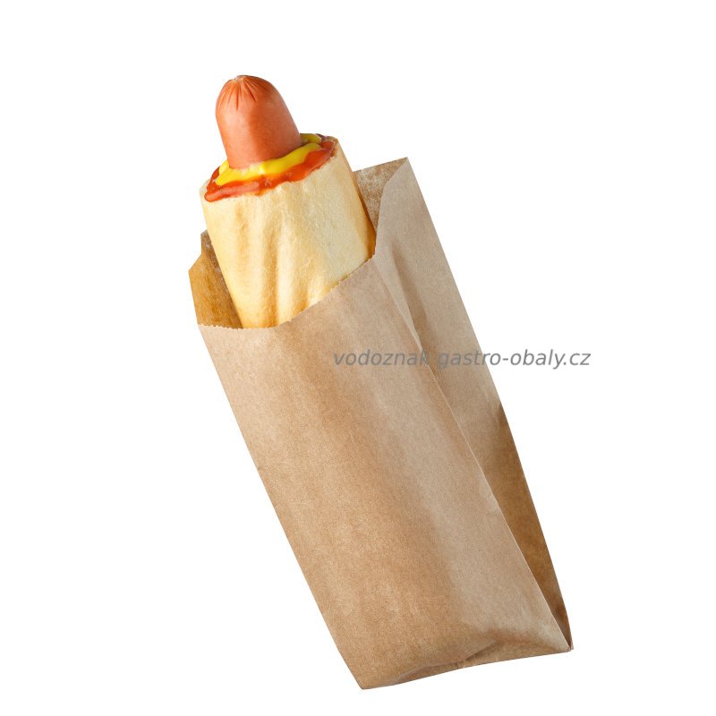 Nepromastitelný hnědý papírový sáček na párek v rohlíku/ hot dog (4000ks)