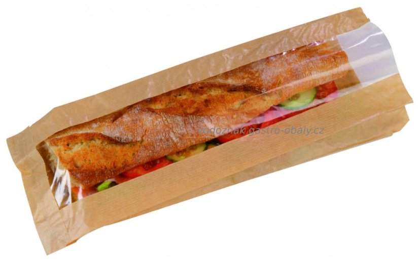 Sáček papírový hnědý na bagetu s okénkem 12+4x59cm (1000ks)
