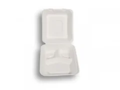 Menubox s víkem 3 dílný z cukrové třtiny 22,5x20x9cm (250ks)