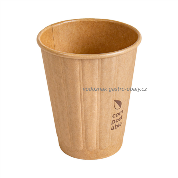 BIO dvouvrstvý / dvoustěnný papírový kelímek hnědý 8oz, 240ml (1000ks)