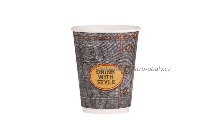 EKO papírový kelímek dvouvrstvý 200ml 8oz JEANS DESIGN (500ks)