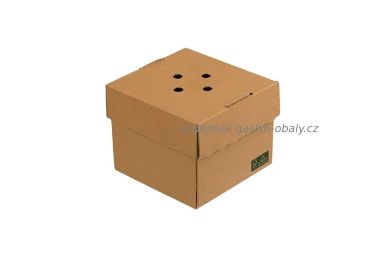 Eko krabička na hamburger rozložitelná na talíř kraft 12x12x10cm (100ks)