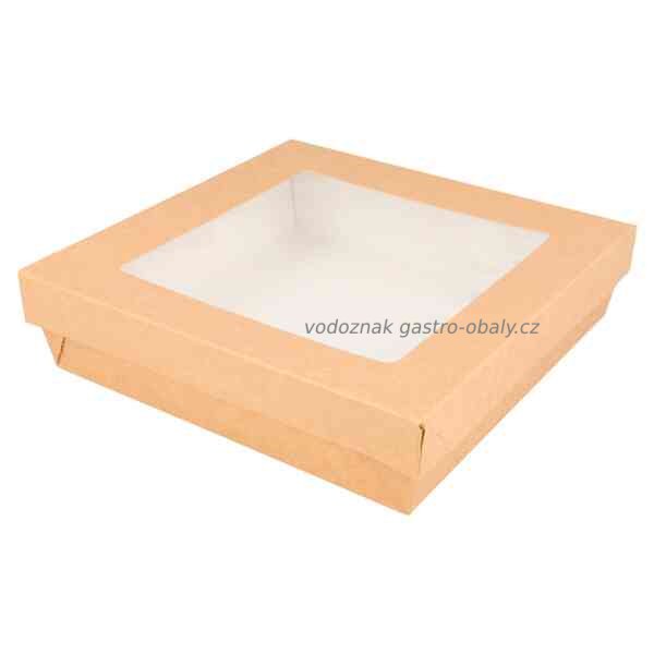 Krabice papírová s víkem s průhledem 14x14x5cm 750ml (250ks)