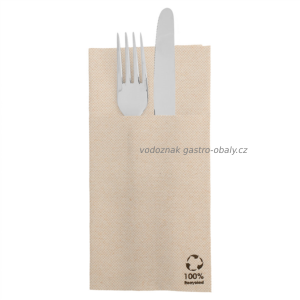 BIO ubrousek hnědý DOUBLE POINT složený do kapsy na příbory 40x40cm (1400ks)