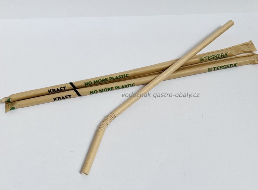 BIO brčko papírové kraft individuálně balené s kloubem 21 cm (5000ks)