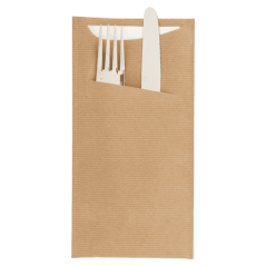 Kapsa na příbory přírodní KRAFT s ubrouskem 33x40cm (400ks)