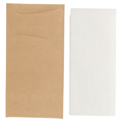 Kapsa na příbory přírodní KRAFT s ubrouskem 33x40cm (400ks)
