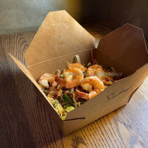 EKO papírová krabička na jídlo/papírový menu box 195x140x63mm