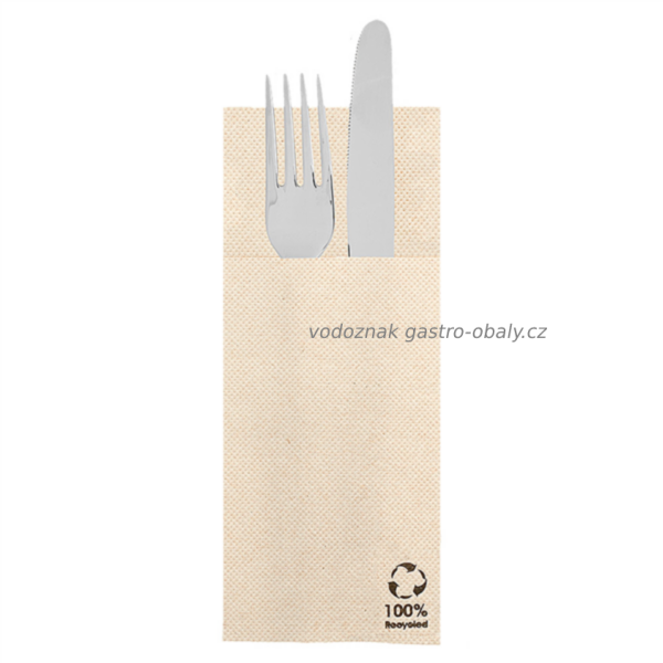 BIO ubrousek hnědý DOUBLE POINT složený do kapsy na příbory 33x40cm (1400ks)
