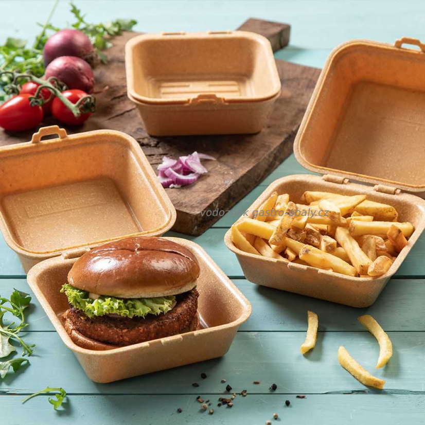 RE- burger box / znovu použitelný 16x15xx8,5 cm karamel-hnědý (60ks)