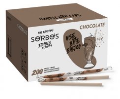 Jedlá brčka Sorbos čokoláda, bez alergenu a bez lepku (200ks)