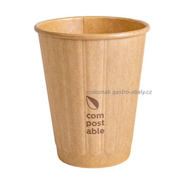 BIO dvouvrstvý / dvoustěnný papírový kelímek hnědý 8oz, 240ml (1000ks)