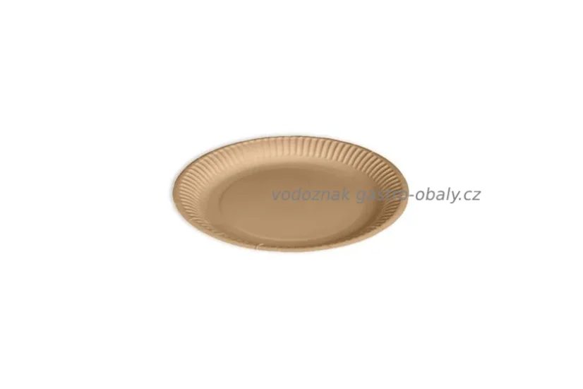 Eko talíř papírový kulatý mělký hnědý-kraft 23cm (1000ks)