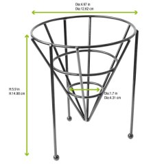 Stojan kovový černý na kornouty, výška 14,98cm, průměr 12,62cm (6ks)