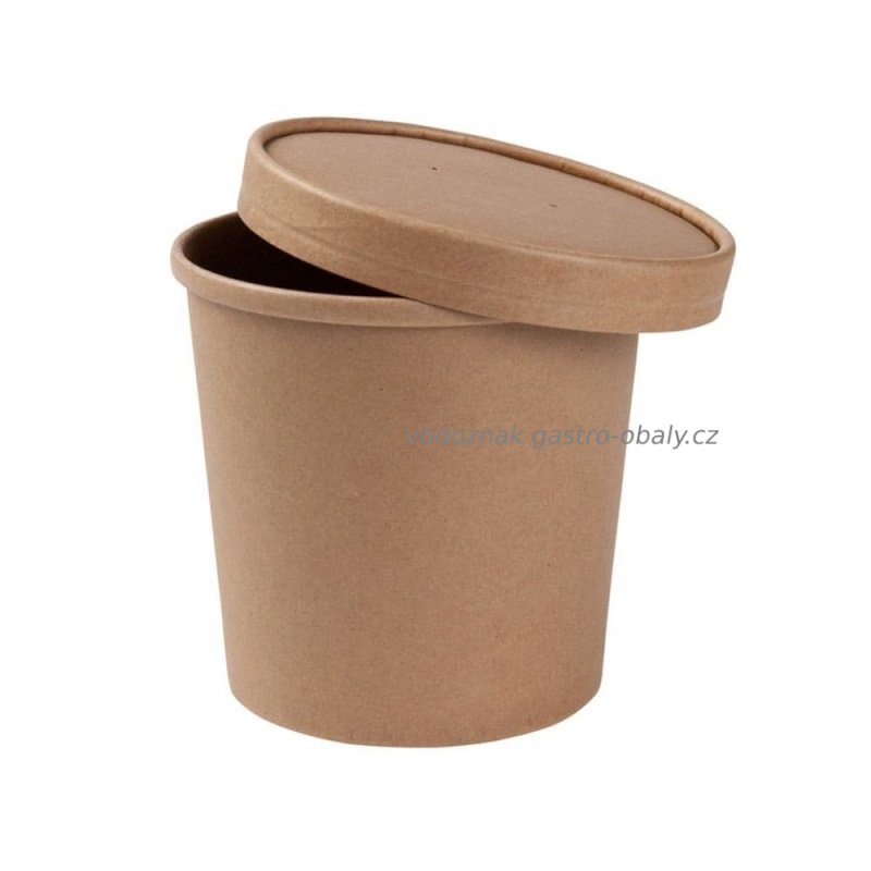 Víčko papírové hnědé na kelímek na polévku 800ml, 32oz (300ks)