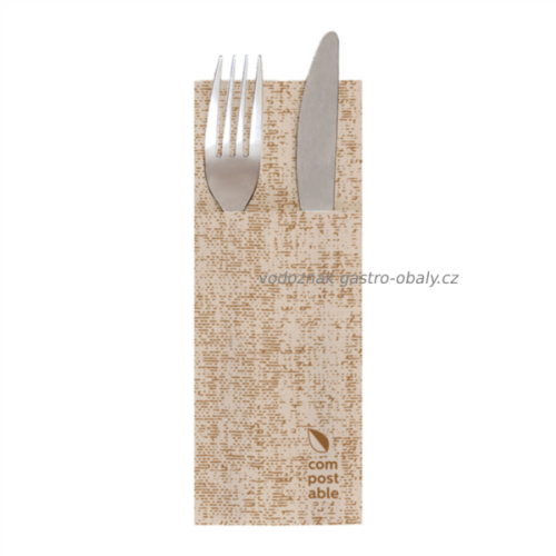 Kompostovatelný ubrousek AIRLAID složený do kapsy na příbory 40x40cm (700ks)