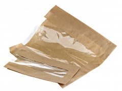 Sáček hnědý s okénkem uprostřed 20+4,5x28 cm (1000ks)