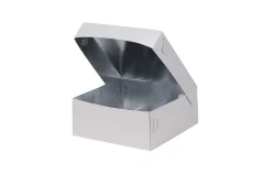 Papírová krabička bílá s alu/hliníkem 21,8x21,6x8cm (93ks)