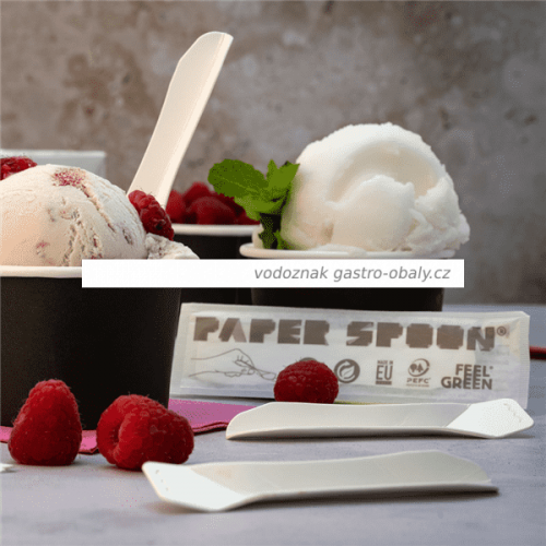 BIO papírová mini lžička na zmrzlinu 94mm bílá (450ks)