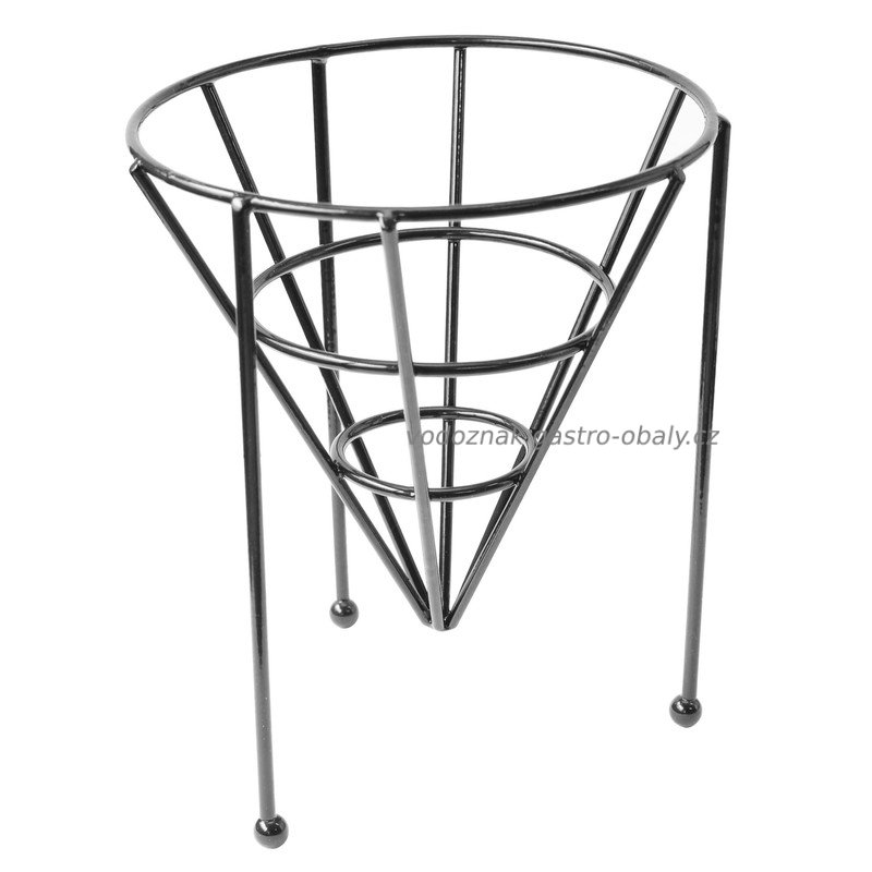 Stojan kovový černý na kornouty, výška 14,98cm, průměr 12,62cm (1ks)