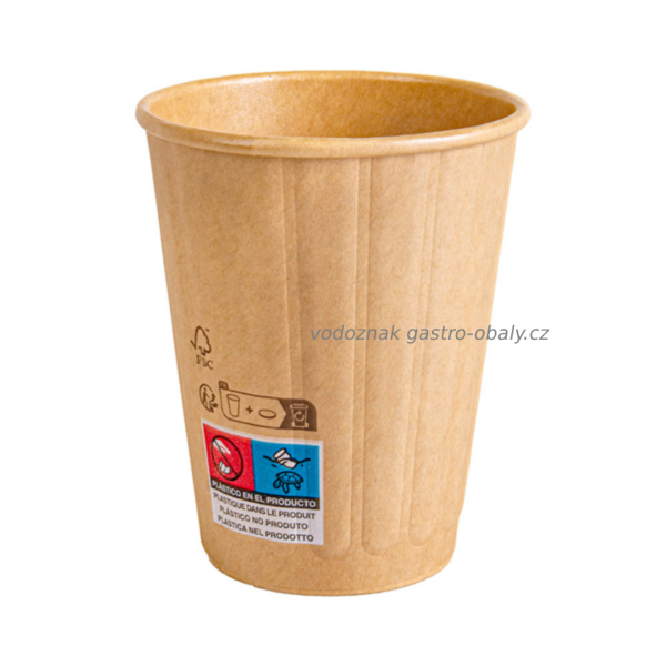 BIO dvouvrstvý / dvoustěnný papírový kelímek hnědý 8oz, 240ml (1000ks)