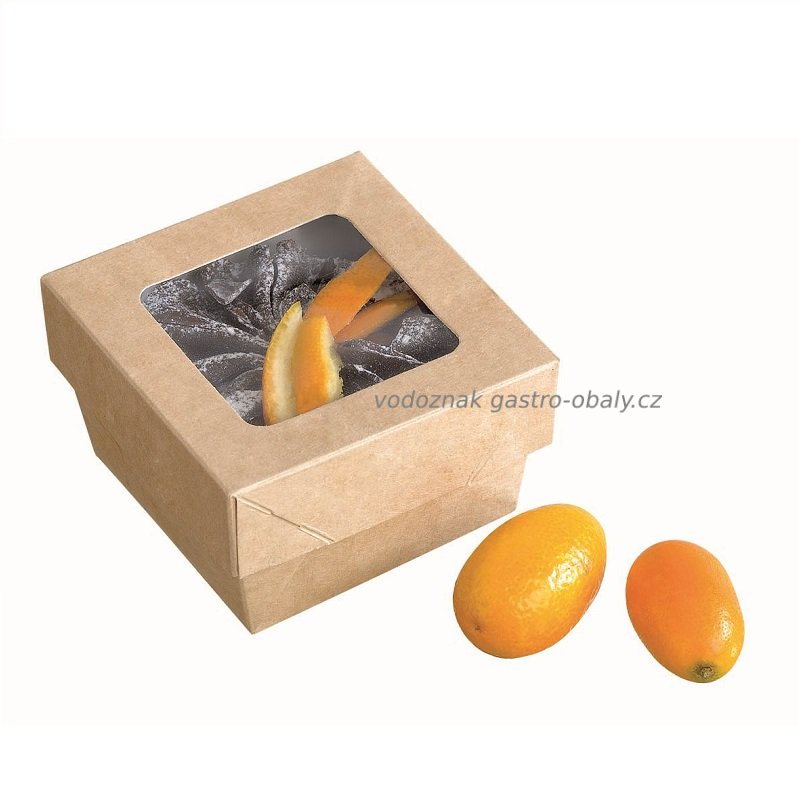 Krabice papírová s víkem s průhledem 8x8x5cm (250ks)