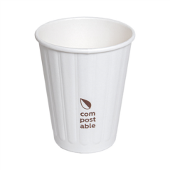 BIO dvouvrstvý / dvoustěnný papírový kelímek bílý 8oz, 240ml (1000ks)
