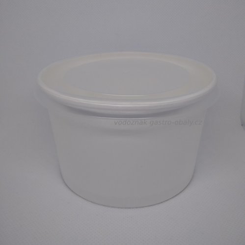 Bílý papírový EKO kelímek na suché potraviny, 400ml, 16oz, i s víkem (500+500ks)