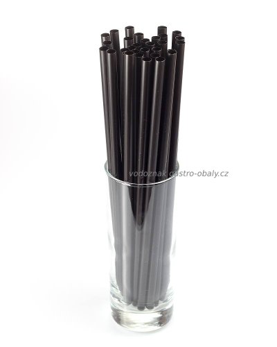 Znovupoužitelné plastové brčko JUMBO černé 25cm 8mm (6000ks)