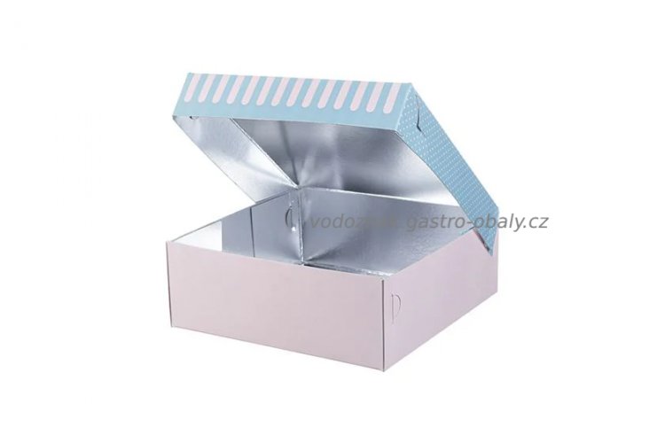 Papírová krabice s aluminiem/hliníkem na dort, chlebíčky 35x35x10cm (44ks)