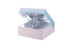 Papírová krabice s aluminiem/hliníkem na dort, chlebíčky 19x14,5x8cm (129ks)