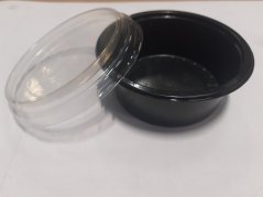 Recykl. kelímek vč. víčka 80ml, černý + transparent víko PET (1000ks)