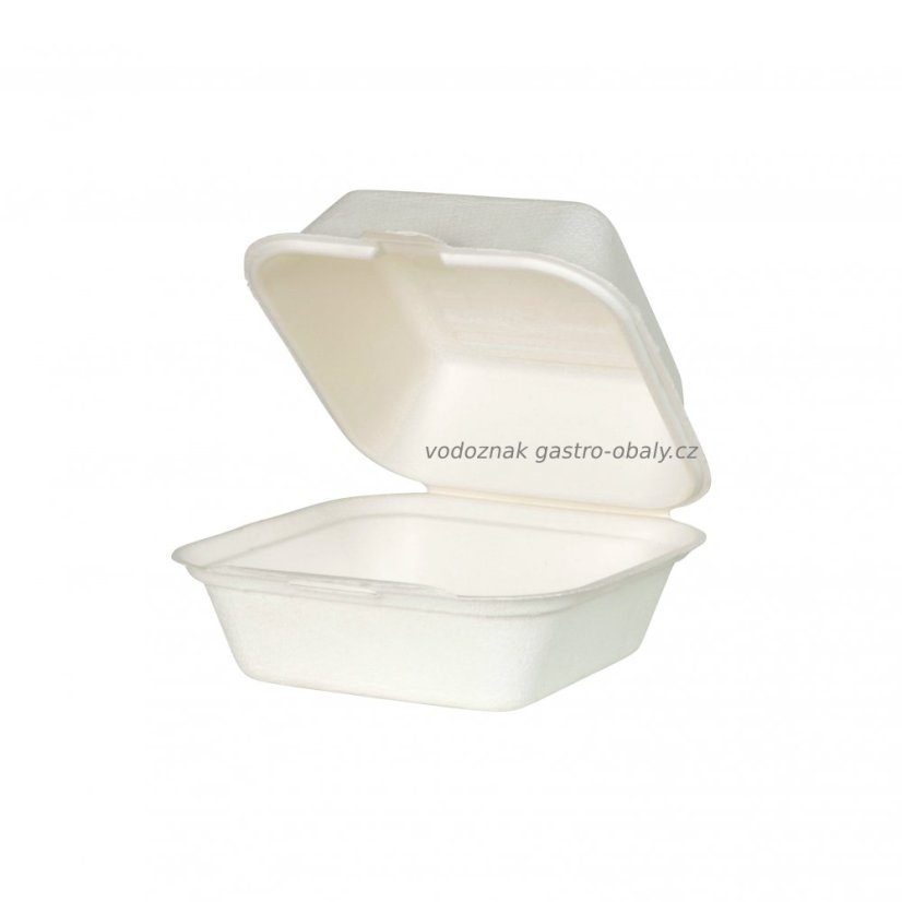 BIO Burgerbox / krabička na burger z cukrové třtiny 15x15x8,2 cm (500ks)