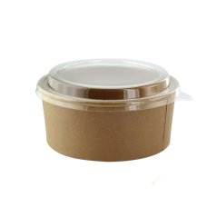 EKO papírová miska na salát kraft/hnědá 750ml i s rPET víkem (300+300ks)
