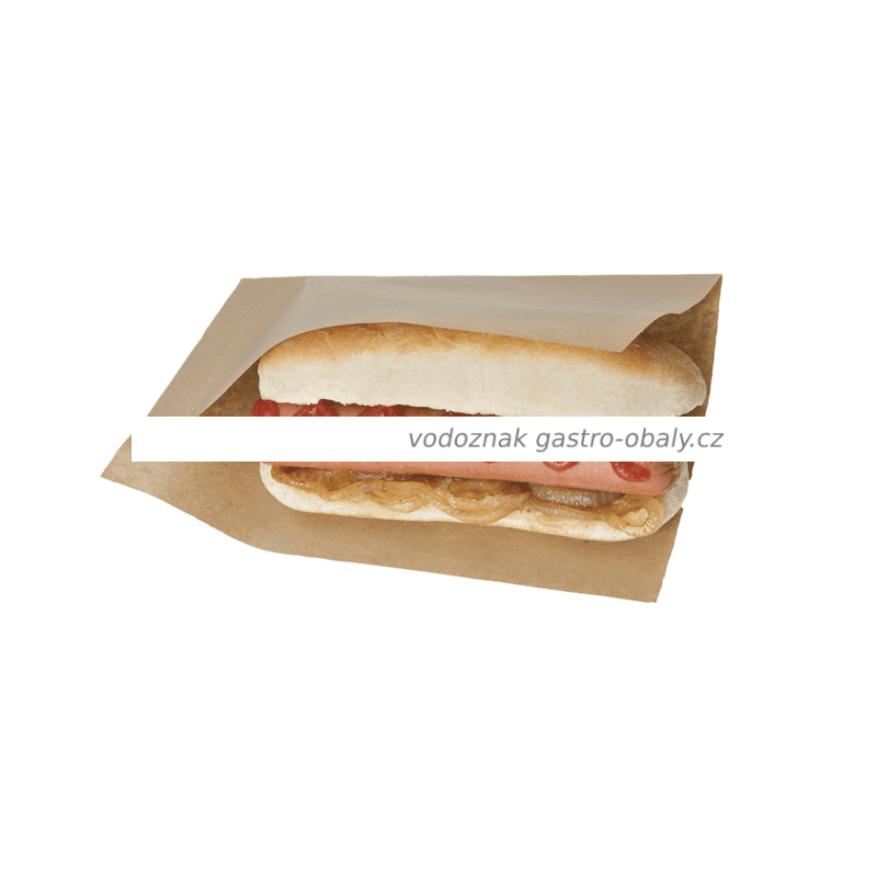 Sáček NEPROMASTITELNÝ hnědý otevřený ze 2 stran na HOT DOG (1000ks)
