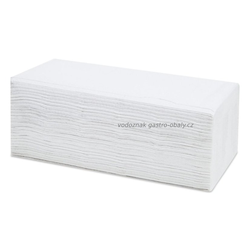 Papírové ZZ ručníky bílé 2 vrstvé, 100% celulóza 24x21cm (3000ks)