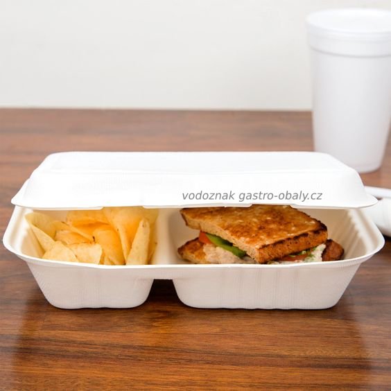 Krabička / Menubox na jídlo 2 dílná z cukrové třtiny (250ks)