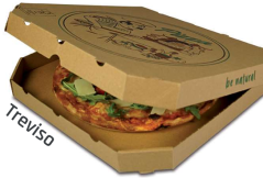 Hnědá papírová krabice na pizzu 33x33x3cm s potiskem (100ks)