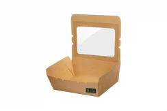 EKO hnědá krabička papírová s okénkem na salát 15x10x4,5cm 700ml (200ks)