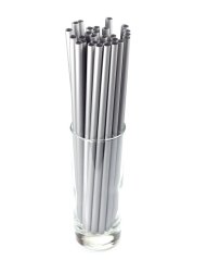 Znovupoužitelné plastové brčko JUMBO stříbrné 25cm 8mm (150ks)