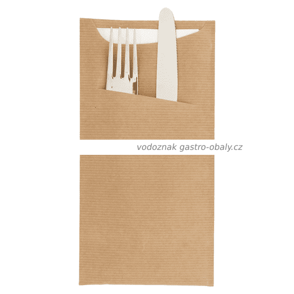 Kapsa na příbory přírodní KRAFT s ubrouskem 33x40cm (400ks)