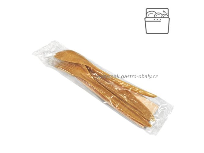 Set WPC příborů s ubrouskem EKO vidlička, nůž, lžíce, ubrousek (350ks)